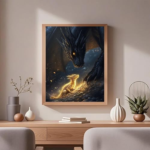 AIBOERL Diamond Art Kits for Adults，DIY Dragon Diamond Painting Wall Decor | Round Drill Dragon Diamond Painting for Beginners DIY Rhinestone 5D Diamond dots(Gemstone Craft)Wall Art Gift 12x16IN