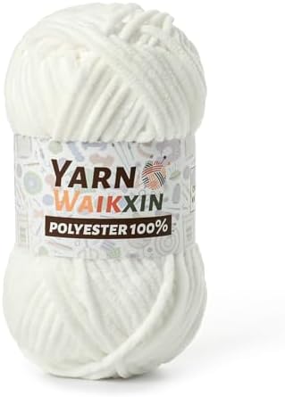 Snow White Soft Chenille Yarn for Crocheting, Fluffy Chunky Crochet Yarn for Baby Blanket, (3.52oz/131yds) Fuzzy Velvet Yarn for Amigurumi&DIY Puzzle、Crafts、Scarf