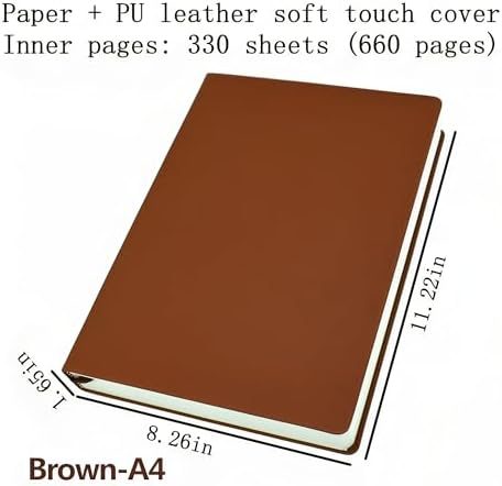 jooact Thick Sketchbook 660 Pages Notebook Soft Faux Leather Cover Journal 80GSM Paper Notepad Drawing Book Memo Writing Sketch Pad Diary Notebook