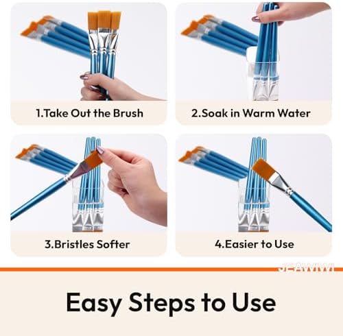 JEAWIWI 10 Pcs Flat Paint Brushes, 1 Inch, for Acrylic Painting, Blue