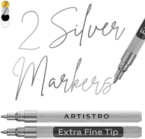 ARTISTRO Silver Acrylic Paint Markers - 0.7mm Extra Fine-Tip - Set of 2