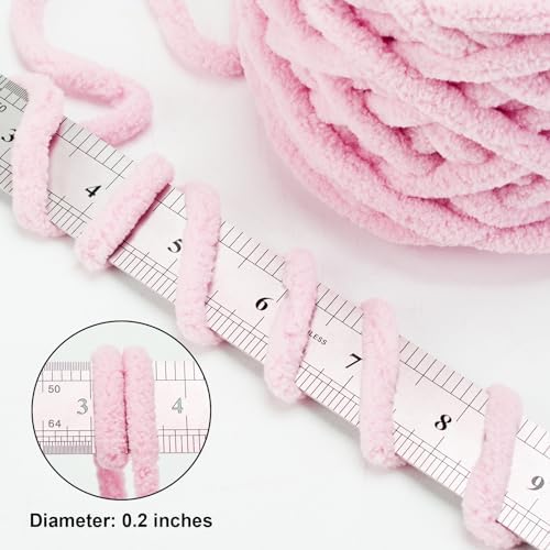 INNDUN Blanket Yarn 100g/3.5oz - Pink Chenille Yarn 6 Super Bulky - 72 Yards - Knitting, Crocheting & Crafts Chunky Yarn