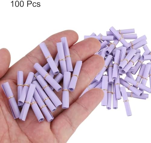MECCANIXITY Mini Vintage Message Scrolls, 100pcs Valentine & Lucky Wish Paper Rolls for Party & Birthday, Purple