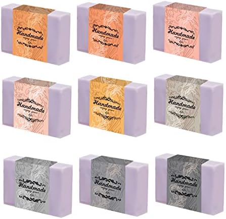 PH PandaHall 90pcs Soap Wrappers, 9 Styles Flower Soap Packaging Paper Soap Wrap Paper Tape Vertical Soap Paper Tag Floral Soap Sleeves Covers for Homemade Soap Bar Packaging, 8.2 Inch / 21cm