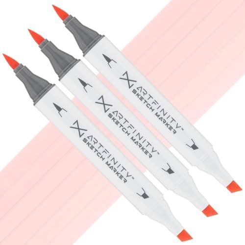 Artfinity Sketch Markers - Set of 3 - Ballet Pink R2-1, Vibrant, Professional, Dye-Based Alcohol Markers for Artists, Drawing, Travel, & More