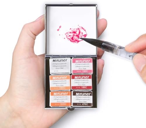 Mini Portable Handmade Artist Watercolor Paint,6 Colors Solid Watercolor
