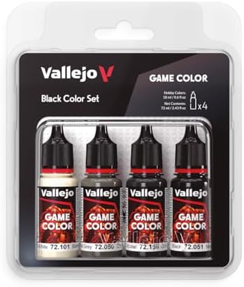 Vallejo - Black Color Set, Game Color, 4 Bottles x 0.6 fl.oz.