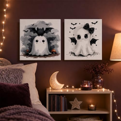Yiolikan 2Pcs Halloween Paint by Numbers Kits for Adults Framed