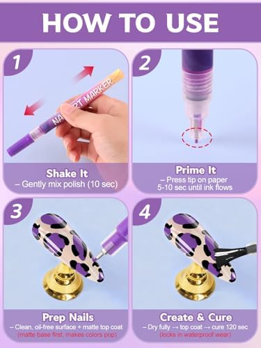 Kalolary 12 Color Nail Art Pens Set Nail Art Markers