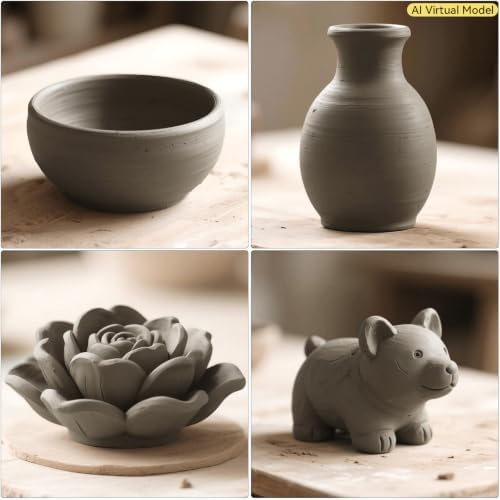 VIBRATITE 10LB Air Dry Clay, Gray Modeling Clay for Pottery & Sculpting | Easy to Shape for Hand Building, Wheel Throwing, DIY Crafts, Classroom Art Projects, Ideal for Beginners & Artists