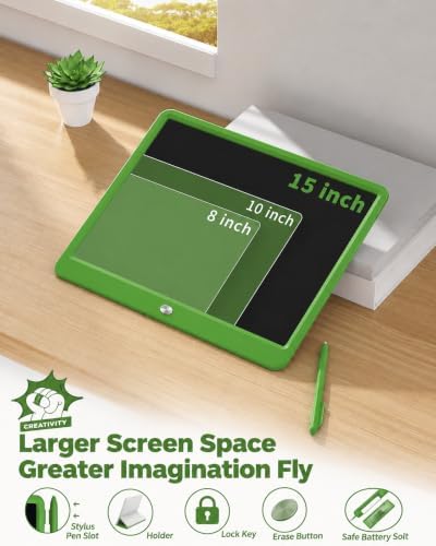 TEKFUN LCD Writing Tablet for Kids, Teen Girl Boy Gifts Ideas, Drawing Tablet for Kids, Birthday Christmas Gift Ideas for Girls Boys (Green, 12.6" W x 10" H)