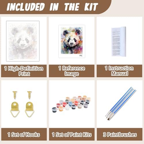 XTCIXAL Paint by Numbers Kit for Adults, Panda, 16X20 Inch