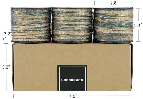 Sparkle Yarn, Glitter Yarn, Sequin Yarn for Crocheting Knitting Crafts,Set of 3 Rolls (Gilded Misty Sea)