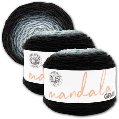 Lion Brand Yarn, Mandala Gradient Variegated Yarn, Black, 3 Pack