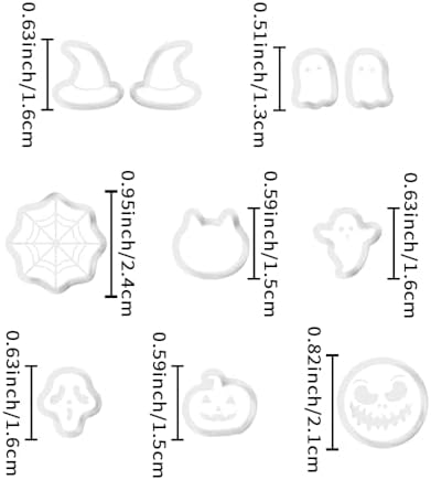 Xaekicr 10PCS Halloween Polymer Clay Cutters Set - Pumpkin Ghost Witch Hat Spider Web Shapes for DIY Earrings - Clay Cutters Clay Earring Cutters Clay Tools