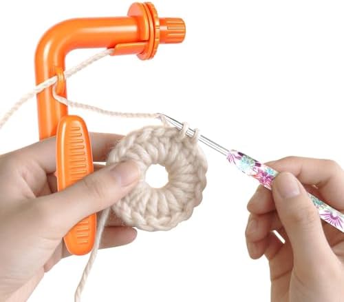 Crochet Tension Tool for Beginners, Crochet Holder Comes with a 3.25mm Crochet Hook and 10 Crochet Markers, Manual, Comfort Handle for Left & Right Hander, Accessories Gift for Crocheters & Knitters