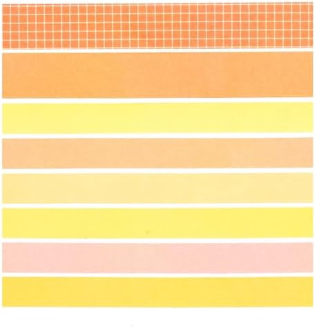YUBBAEX 8 Rolls Basic Washi Tape Set Solid Color Grid Masking Decorative Tapes for Arts, DIY Crafts, Journals, Planners, Scrapbooking, Wrapping (Rising Sun)