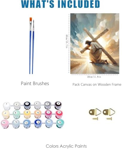 Jesus Paint by Numbers Kit for Adults Framed Canvas 12X16 in, Frameworkless