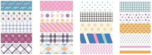 YUBBAEX 20 Rolls Cute Washi Tape Set Kawaii Basic Patterns Masking Decorative Tapes for Arts, DIY Crafts, Journals, Planners, Scrapbooking, Wrapping (Pink & Purple)