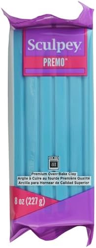 Sculpey Premo Polymer Oven-Bake Clay, Turquoise, 8 oz Bar | Professional modeling clay for jewelry and home decor. Flexible, strong, and durable with a satin finish after baking