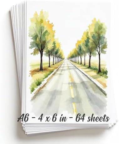64 Sheets Watercolor Paper Pad - A6 4"x6" - Water Color Paper 140lb/300gsm - 100% Cotton Pulp - Art Supplies for Kids & Adults - for Painting, Artist Sketch, Easel, Loose Drawing
