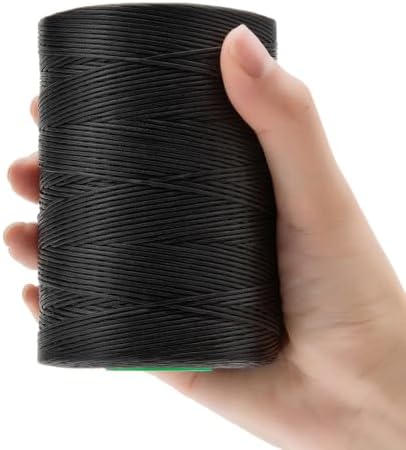 Flat Waxed Thread 1.0mm 550Yds for Leather Craft DIY Hand Sewing Projects Shoes Repair（Black）