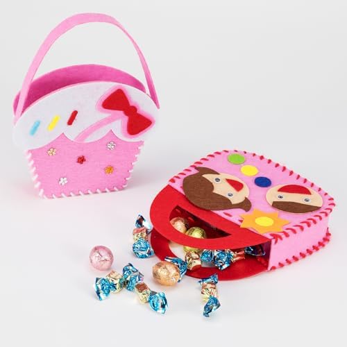 OZENT 8 Set Sewing Handbag Kit, Sew Your Own Purses and Handbags, Felt Sewing Kit with Stickers DIY Sewing Felt Craft for Girls