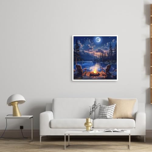 KYOQFVN Diamond Painting Kits for Adults, Moon Diamond Art Painting Kits for Adults Beginners, 5D DIY Full Drill Dots Gem Art and Crafts for Home Wall Decor 14x14inch