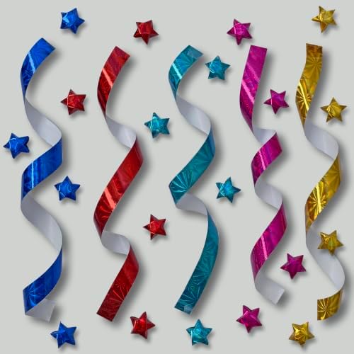 500-Strips Holographic Foil Paper Strips for Making Origami Stars, Lucky Stars, Puff Stars. Reflective Mirror Shiny Paper Strips, 0.5 x 11 inch. (Holographic Mix, 500)