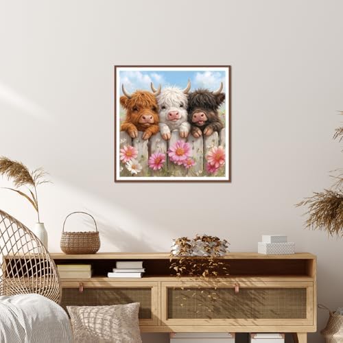 KUKUDEM Cow Diamond Art Painting Kits for Adults Beginners, 12x12inch