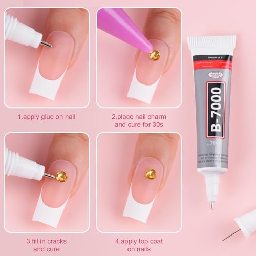 Canvalite 5000Pcs Resin Rhinestones for Crafting with 10ml B7000 Jewelry Glue, 1 Box Flatback Crystals Diamond (Colorful) for Bedazzling Crafts DIY Nail Art Non Hotfix Gems for Clothing Shoes Tumblers