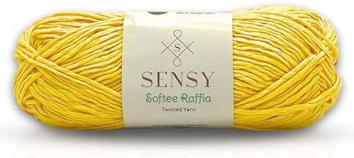 S Sensy Softee Raffia- Polyester Raffia #4 Medium Yarn Yellow 109 Yards 4oz