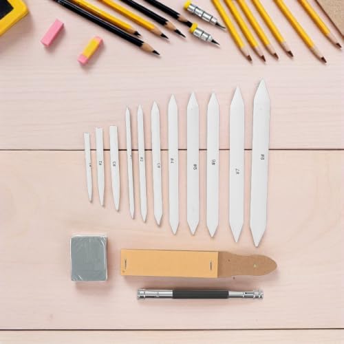 Parliky Sketch Drawing Tools Set Paper and Rubber 33pcs with Blending Stumps, Sandpaper Pencil Sharpeners, Erasers, and Pencil Extension Tool for Studio Work and Outdoor Sketching