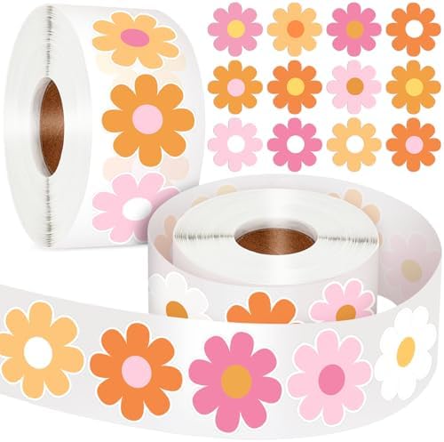 1200 PCS Boho Daisy Stickers Roll, 16 Styles Flower Stickers Roll
