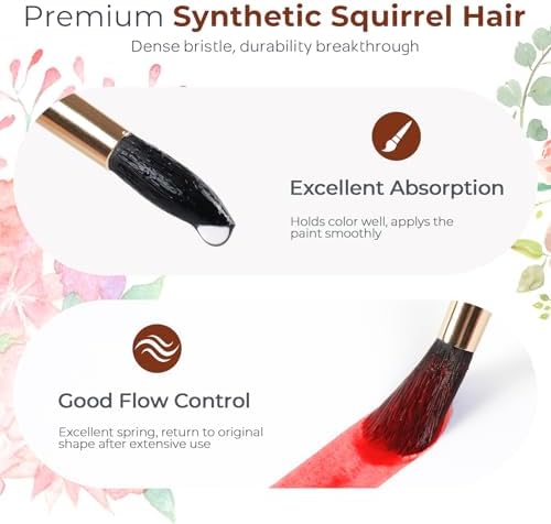 Nicpro Professional Watercolor Brushes Set Synthetic Squirrel Hair, 10 PCS