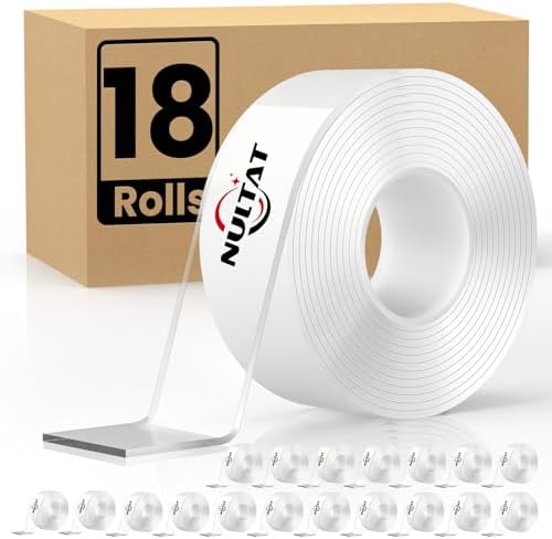 NULTAT 180 FT Double Sided Tape Heavy Duty, 1.18" x 120" Nano Double Stick Tape, Removable, Washable, Reusable Adhesive Tapes for Wall, Clear Multipurpose Two Sided Tape(180 Feet)