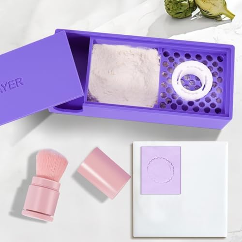 WECLAYER Cornstarch Box for Polymer Clay,Polymer Clay Tools with Cleaning Brush and Removable Filter,Cornstarch Container with Sealed LId,Clay Earring Making Kit for Jewelry Making
