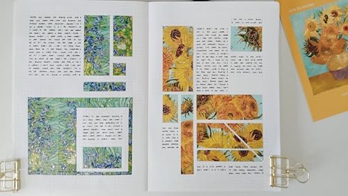 WT Van Gogh Washi Tape Set, Original Design, 3 Rolls, Gold Foil, 30mm Wide Decorative Masking Tape, Bujo Planner Supplies, DIY Art Crafts Paper Tape, Adhesive Wrapping Tape, Journals Gifts