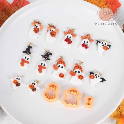 Puocaon Halloween Ghost Polymer Clay Cutters for Jewelry Earrings Making