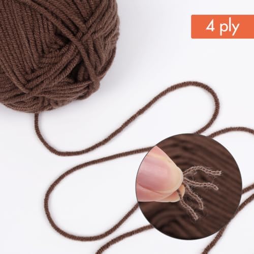 NICEEC 300g Soft Assorted Colors Yarn 100% Acrylic 870yds -Brown34#