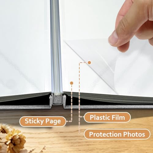 Large Photo Album 20 Sheets/ 40 Pages Self Adhesive Scrapbook Album for 4x6 5x7 8x10 Pictures DIY Photo Book as Scrapbooking Supplies, Birthday Gifts for Women Mom Wedding Baby Family Travel