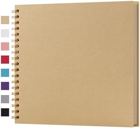 potricher 10 x 10 Inch DIY Scrapbook Photo Album 40 Pages, Yellow | Thick Kraft Paper Scrap Book Photo Albums, Memory Book for Wedding, Anniversary, Baby, Family, Travel, DIY Projects