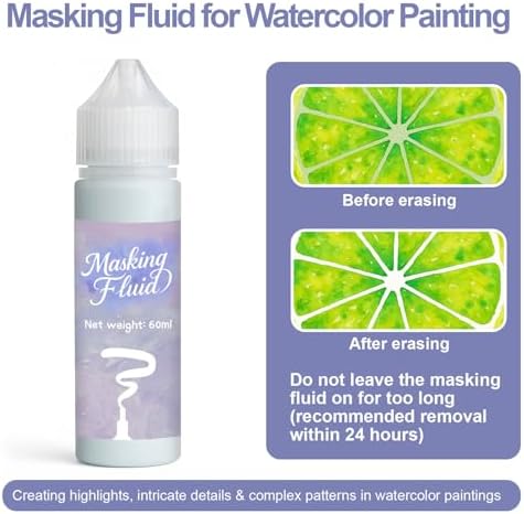 1DFAUL 60ml Masking Fluid for Art Watercolor Painting, Easy Peel-Off(Blue)