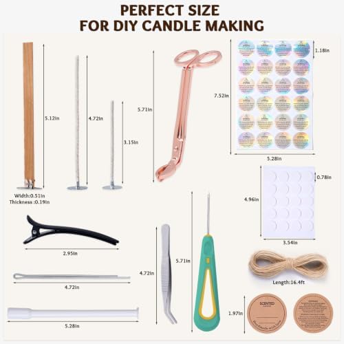 Candle Wicks Kit for Candle Making, 50 Wood Wicks