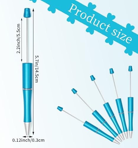 30Pcs Sky Blue Beadable Pens Beaded Ballpoint Pens Bulk for DIY Writing