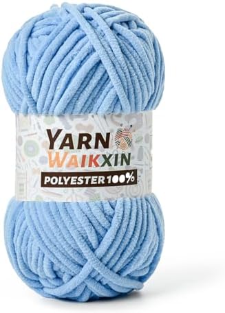 Azure Soft Chenille Yarn for Crocheting, Fluffy Chunky Crochet Yarn for Baby Blanket, (3.52oz/131yds) Fuzzy Velvet Yarn for Amigurumi&DIY Puzzle、Crafts、Scarf