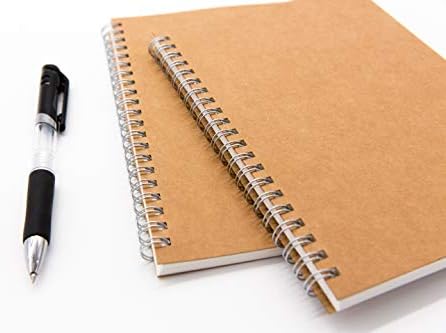 Soft Cover Spiral Notebook Journal 2-Pack, Blank Sketch Book Pad, Wirebound Memo Notepads Diary Notebook Planner with Unlined Paper, 100 Pages/ 50 Sheets, 7.5 inch x 5.1 inch (Brown)
