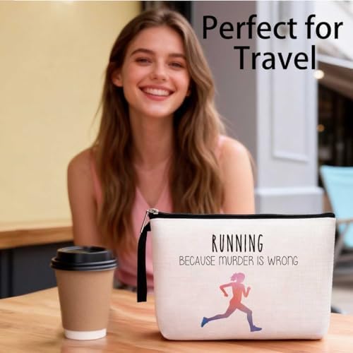 Running Lover Gifts Running Gifts for Women Her Girl Runner Makeup Bag Cosmetic Pouch Cross Country Funny Unique Humor Novelty Sarcasm Travel Makeup Bag for Runners Teens Zipper Toiletry Bag Organizer