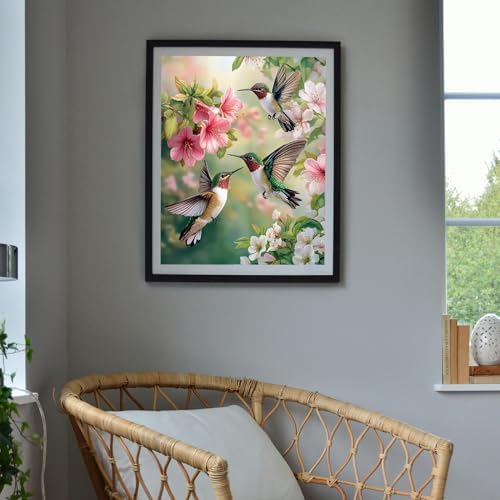 MBNTJHT DIY Hummingbird Paint by Numbers Kit for Adults Beginners,Unframed Bird and Flowers Paint by Number Kits on Canvas,Digital Watercolor Art Painting Kits Crafts for Home Wall Decor 16X20 Inch.