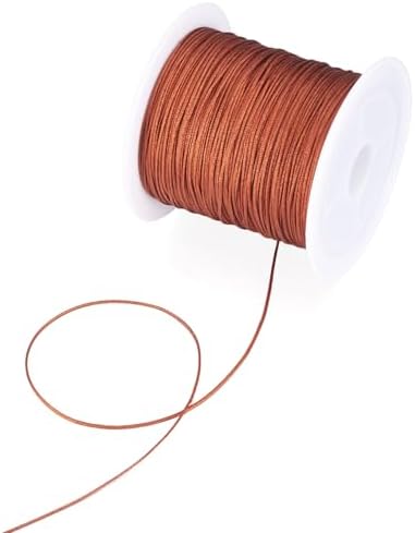Nylon String for Bracelets, 0.6mm Nylon Cord Nylon Beading Thread 43 Yards Friendship Bracelet String Chinese Knotting Cord for Kumihimo Necklaces Tassels Jewelry Crafts (Chocolate)